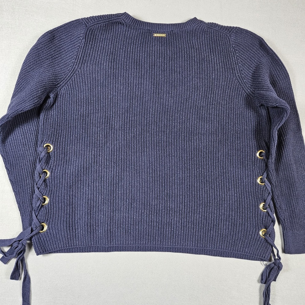 Michael Kors Sweater Womens XL Navy Ribbed Side Lace‎ Up Grommet - Picture 5 of 12